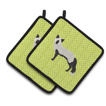 Carolines Treasures Silver Fox Green Pair of Pot Holders BB7697PTHD